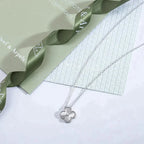 Aura CLOVER  15MM DIAMOND LASER NECKLACE SILVER