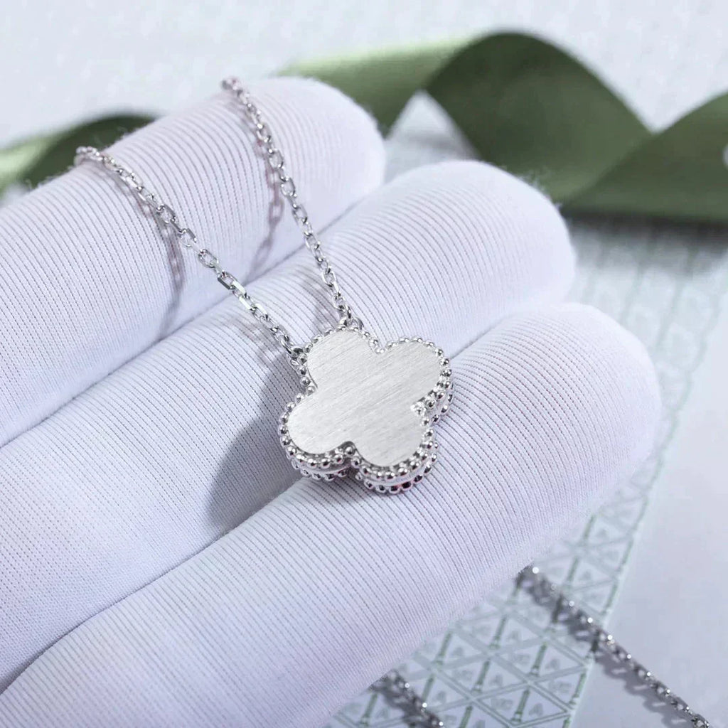 Aura CLOVER  15MM DIAMOND LASER NECKLACE SILVER
