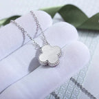 Aura CLOVER  15MM DIAMOND LASER NECKLACE SILVER