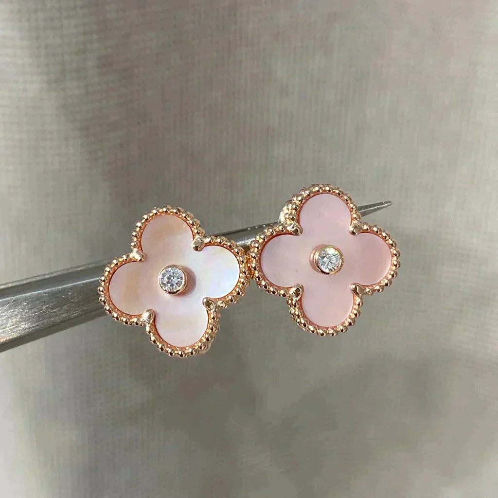 Aura CLOVER MEDIUM 1 MOTIVE ROSA MOP DIAMANT OHRRINGE
