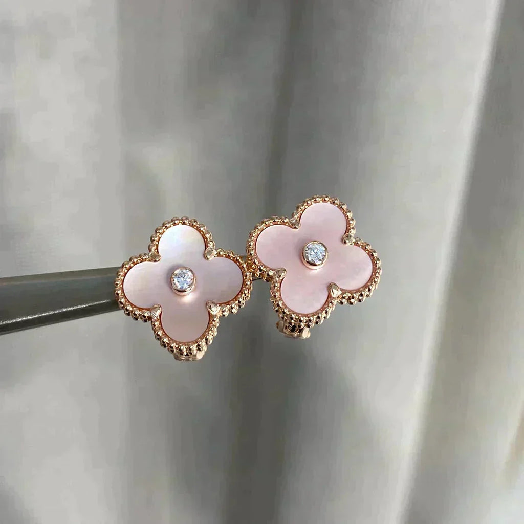 Aura CLOVER MEDIUM 1 MOTIVE ROSA MOP DIAMANT OHRRINGE
