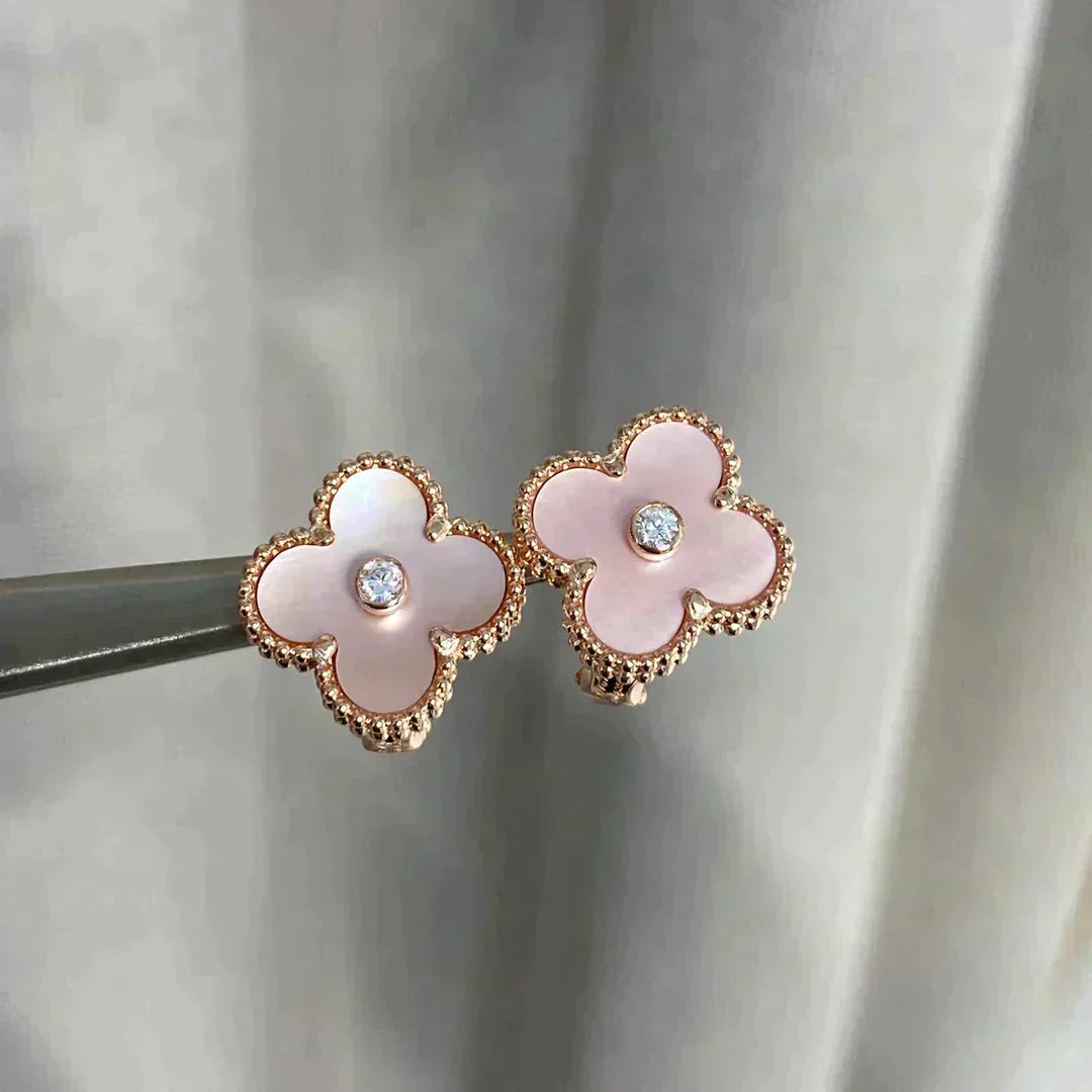 Aura CLOVER MEDIUM 1 MOTIVE ROSA MOP DIAMANT OHRRINGE