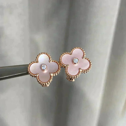 Aura CLOVER MEDIUM 1 MOTIVE ROSA MOP DIAMANT OHRRINGE
