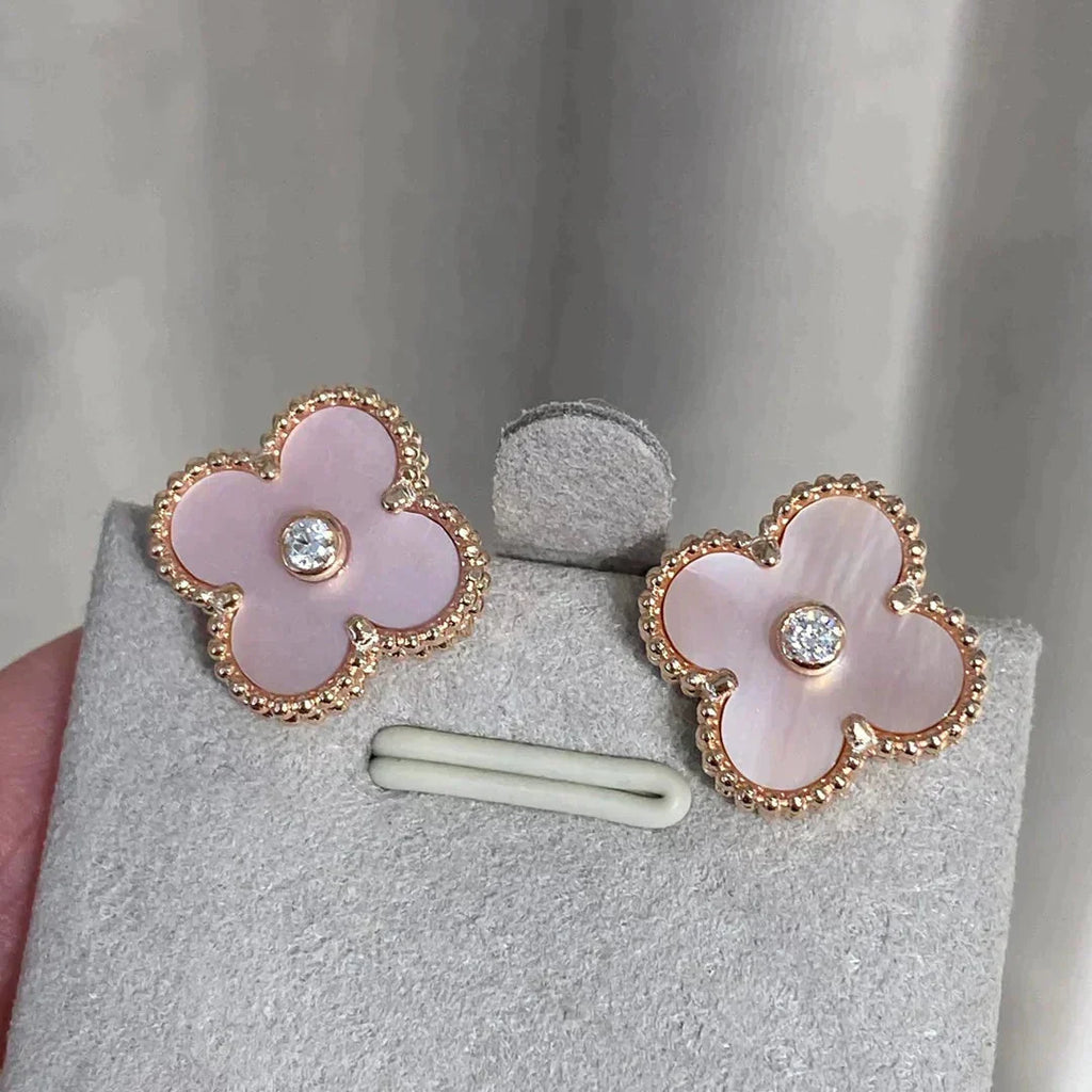 Aura CLOVER MEDIUM 1 MOTIVE ROSA MOP DIAMANT OHRRINGE