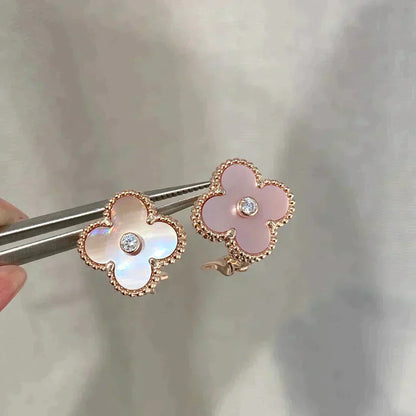 Aura CLOVER MEDIUM 1 MOTIVE ROSA MOP DIAMANT OHRRINGE