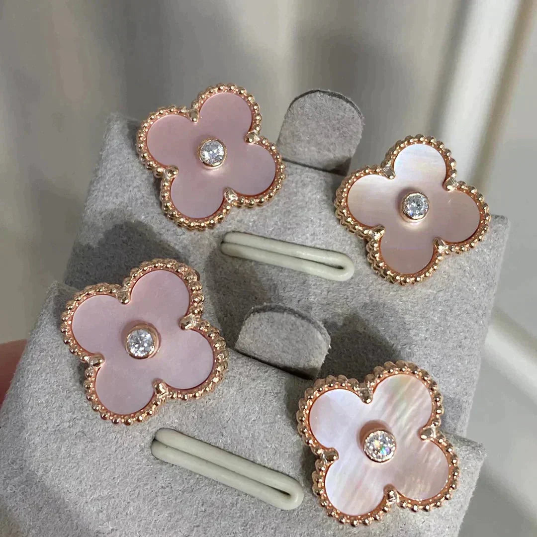 Aura CLOVER MEDIUM 1 MOTIVE ROSA MOP DIAMANT OHRRINGE