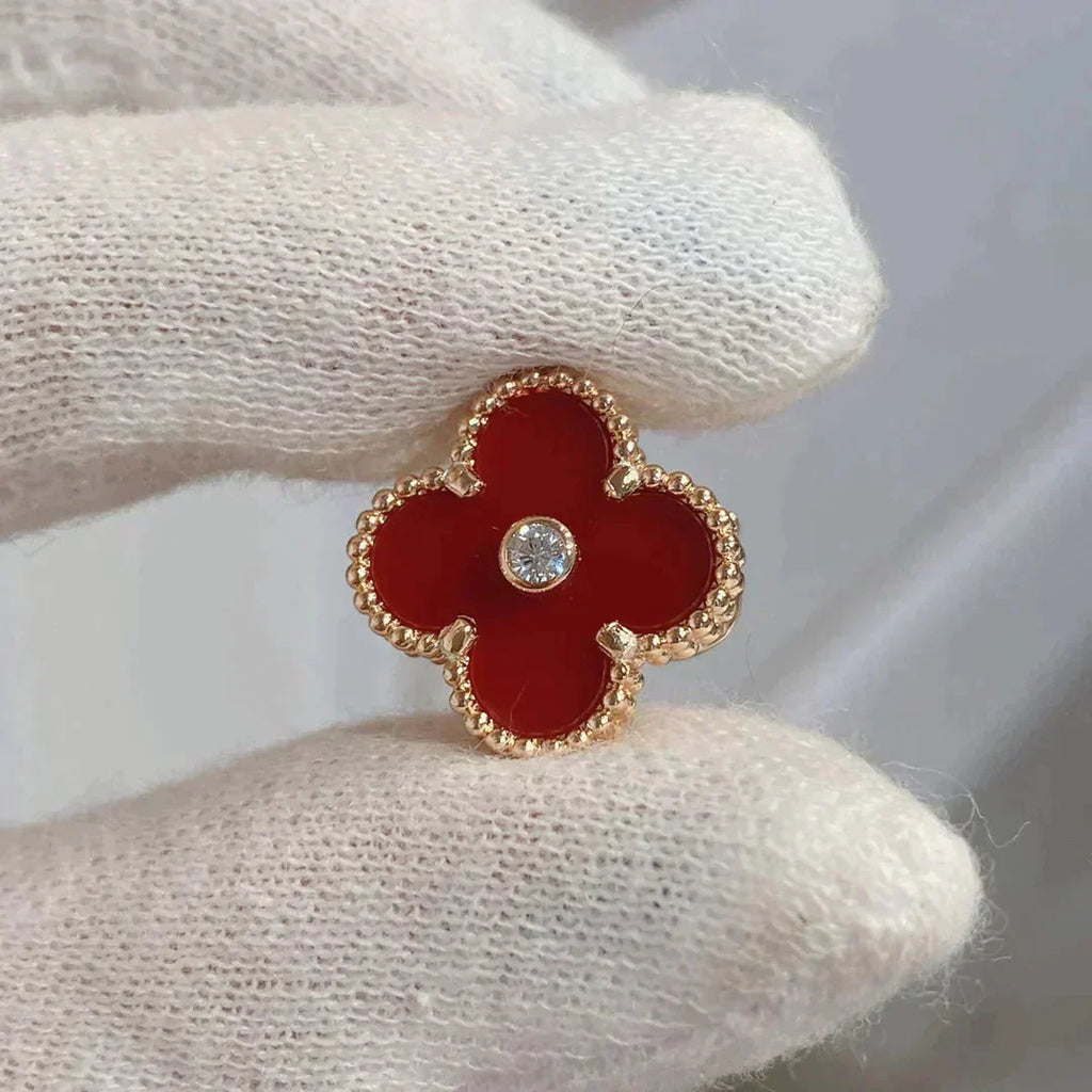 Aura CLOVER MEDIUM 1 MOTIVE CARNELIAN DIAMANT Ohrringe
