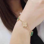[Aura ]Neue CLOVER 5 MOTIV MALACHIT ARMREIF KOLLEKTION