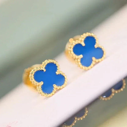 [⭐Aura ]CLOVER MINI 9.5MM TURQUOISE EARRINGS