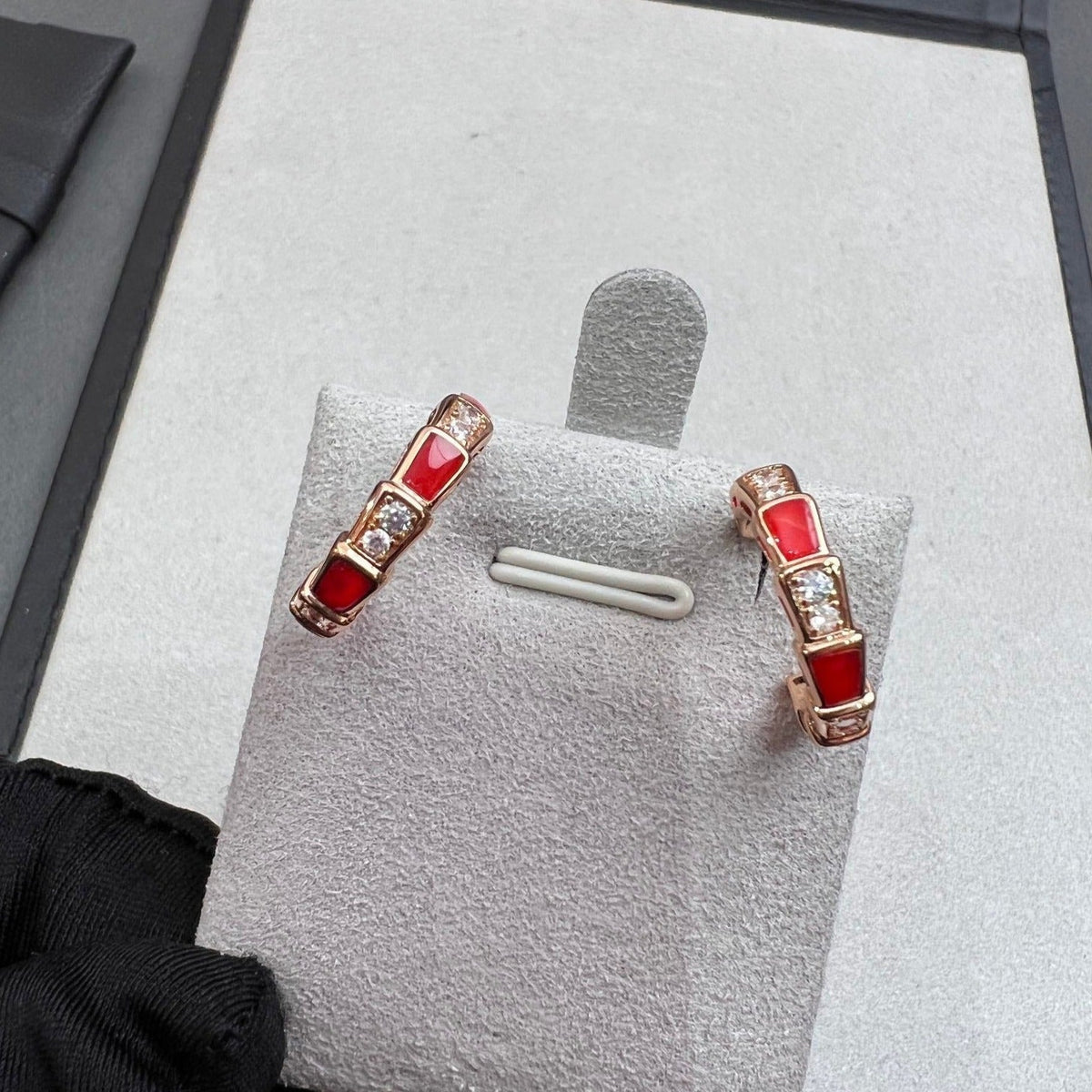 [⭐Veya]SERPENTI KARNELIAN OHRRINGE AUS ROSÉGOLD