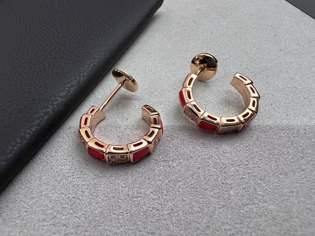 [⭐Veya]SERPENTI KARNELIAN OHRRINGE AUS ROSÉGOLD