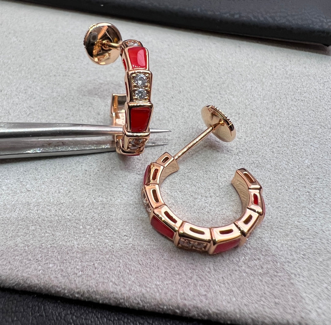 [⭐Veya]SERPENTI KARNELIAN OHRRINGE AUS ROSÉGOLD