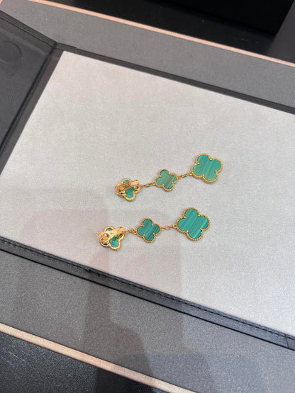 [⭐Aura ]CLOVER MALACHITE 3 MOTIFS GOLD