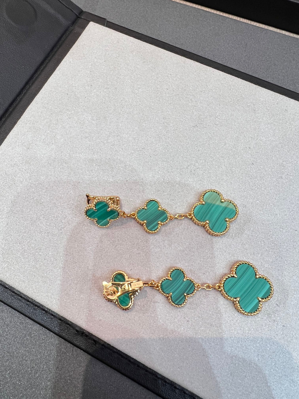 [⭐Aura ]CLOVER MALACHITE 3 MOTIFS GOLD