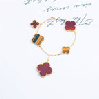 Aura CLOVER BRACELET 5 MOTIFS CARNELIAN TIGER EYE