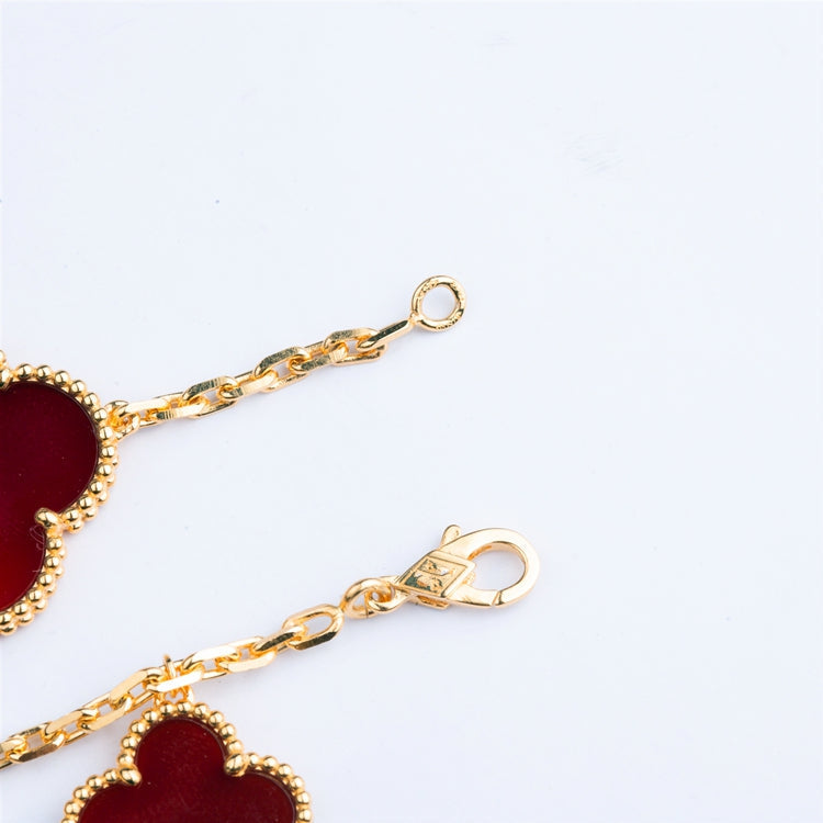 Aura CLOVER BRACELET 5 MOTIFS CARNELIAN TIGER EYE