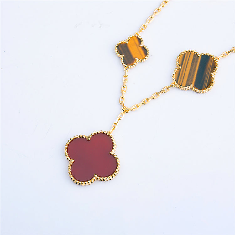 Aura CLOVER BRACELET 5 MOTIFS CARNELIAN TIGER EYE