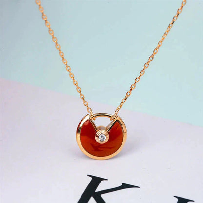[⭐Aura ]AMULETTE GOLD CARNELIAN ONYX NECKLACE