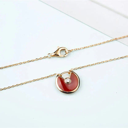 [⭐Aura ]AMULETTE GOLD CARNELIAN ONYX NECKLACE