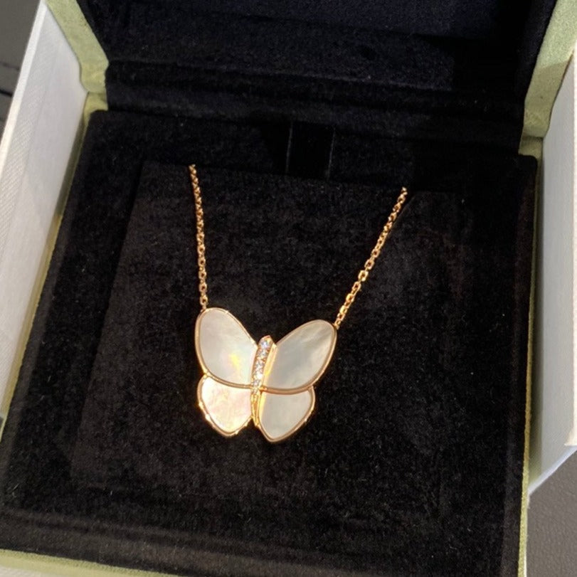 Aura BUTTERFLY GOLD MOP DIAMANT HALSKETTE
