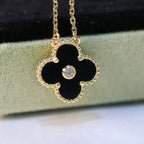 Aura CLOVER 15MM DIAMANT ONYX HALSKETTE