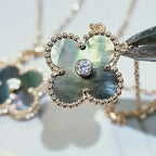 Aura CLOVER 15MM DIAMOND AND MOTHER-OF-GREY NECKLACE