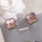 Aura CLOVER MEDIUM 1 MOTIVE ROSA MOP DIAMANT OHRRINGE