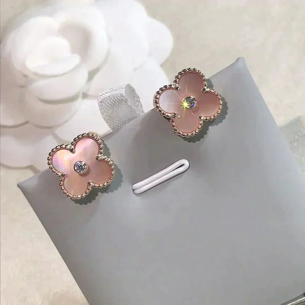 Aura CLOVER MEDIUM 1 MOTIVE ROSA MOP DIAMANT OHRRINGE