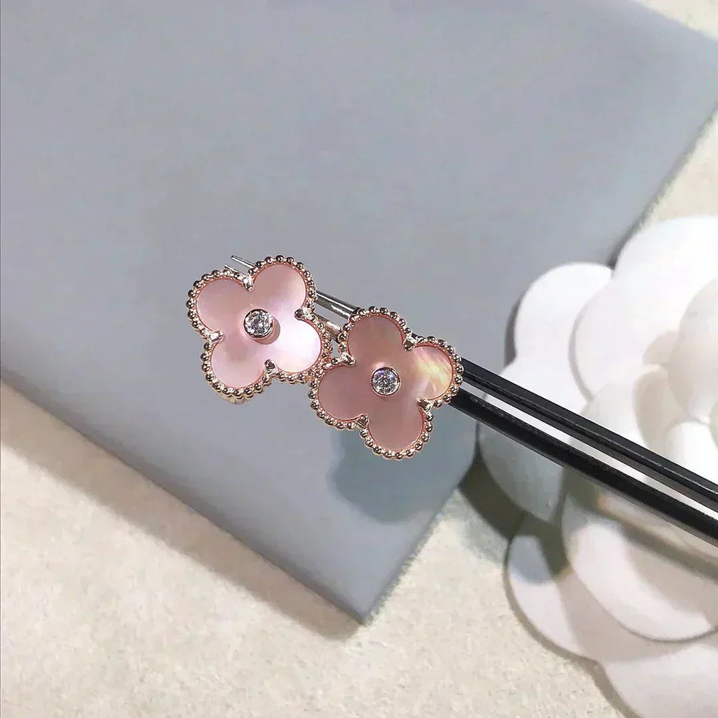 Aura CLOVER MEDIUM 1 MOTIVE ROSA MOP DIAMANT OHRRINGE