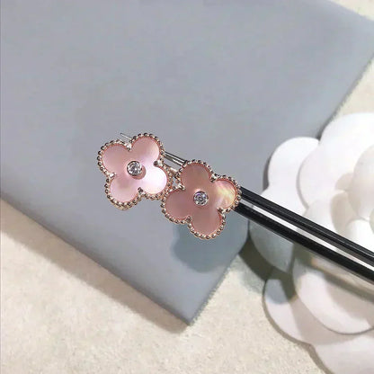 Aura CLOVER MEDIUM 1 MOTIVE ROSA MOP DIAMANT OHRRINGE