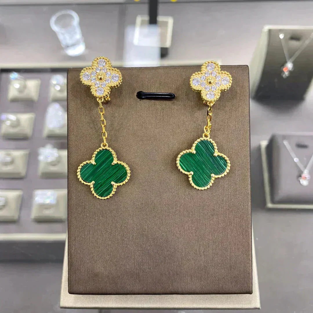 Aura CLOVER  2 MOTIFS  DIAMOND  EARRINGS (MULTIPLE CHOICESç´