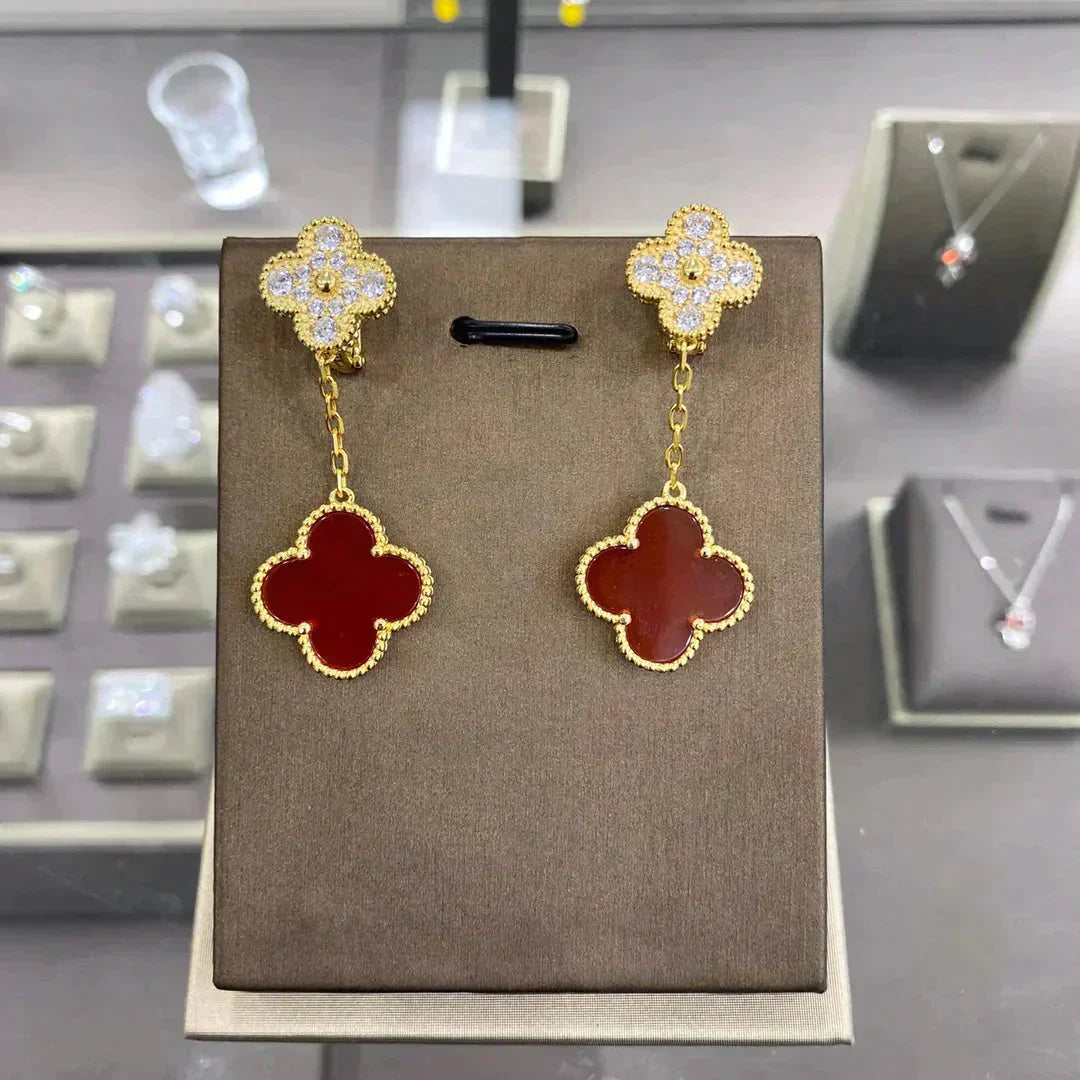 Aura CLOVER  2 MOTIFS  DIAMOND  EARRINGS (MULTIPLE CHOICESç´