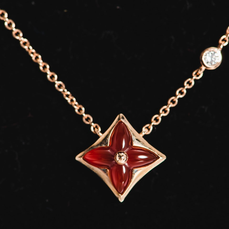 Aura STAR NECKLACE PINK GOLD 1 DIAMOND