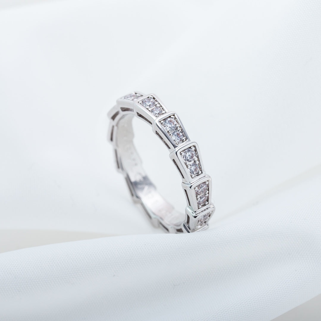 [⭐DORISW]SERPENTI RING SILVER DIAMOND PAVED 3MM