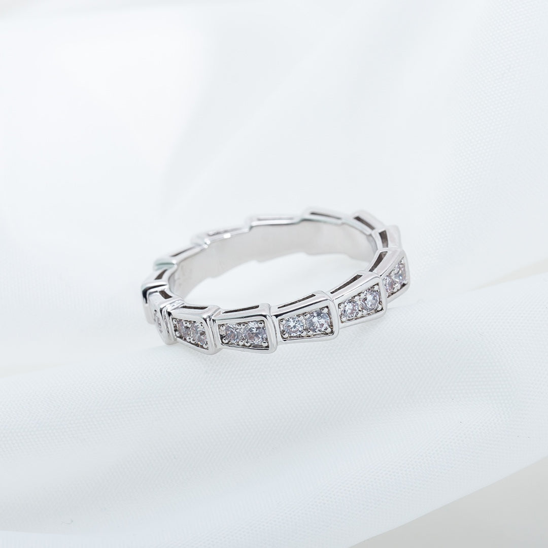 [⭐DORISW]SERPENTI RING SILVER DIAMOND PAVED 3MM