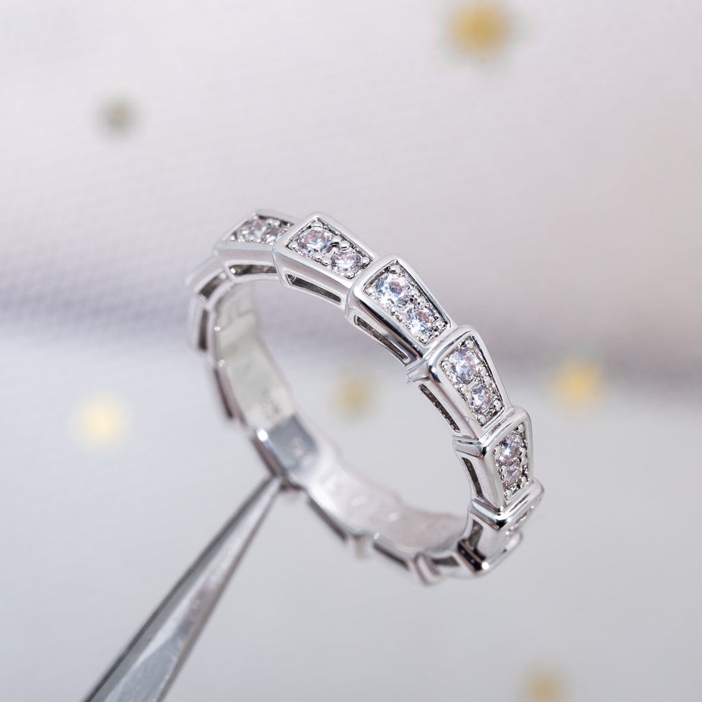 [⭐DORISW]SERPENTI RING SILVER DIAMOND PAVED 3MM