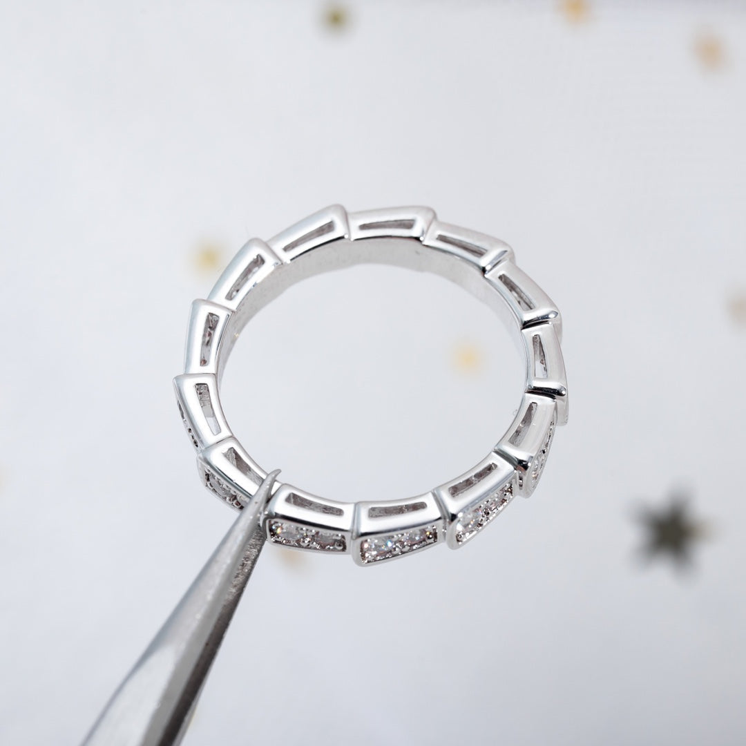 [⭐DORISW]SERPENTI RING SILVER DIAMOND PAVED 3MM