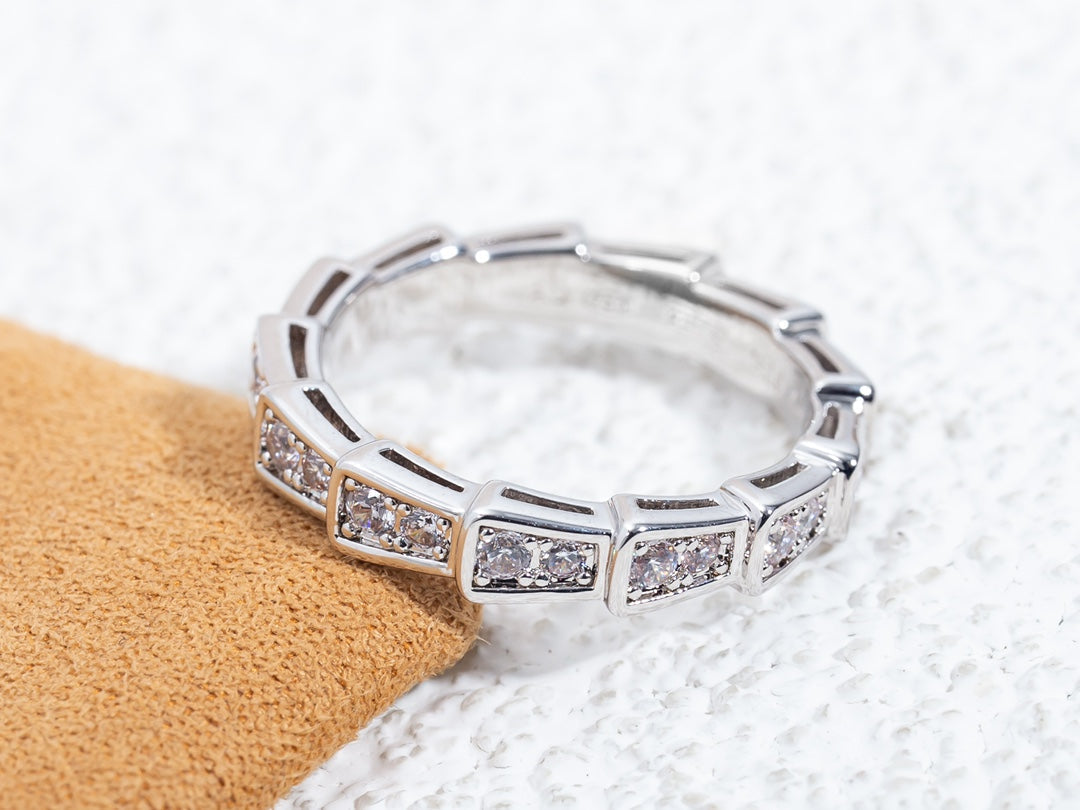 [⭐DORISW]SERPENTI RING SILVER DIAMOND PAVED 3MM
