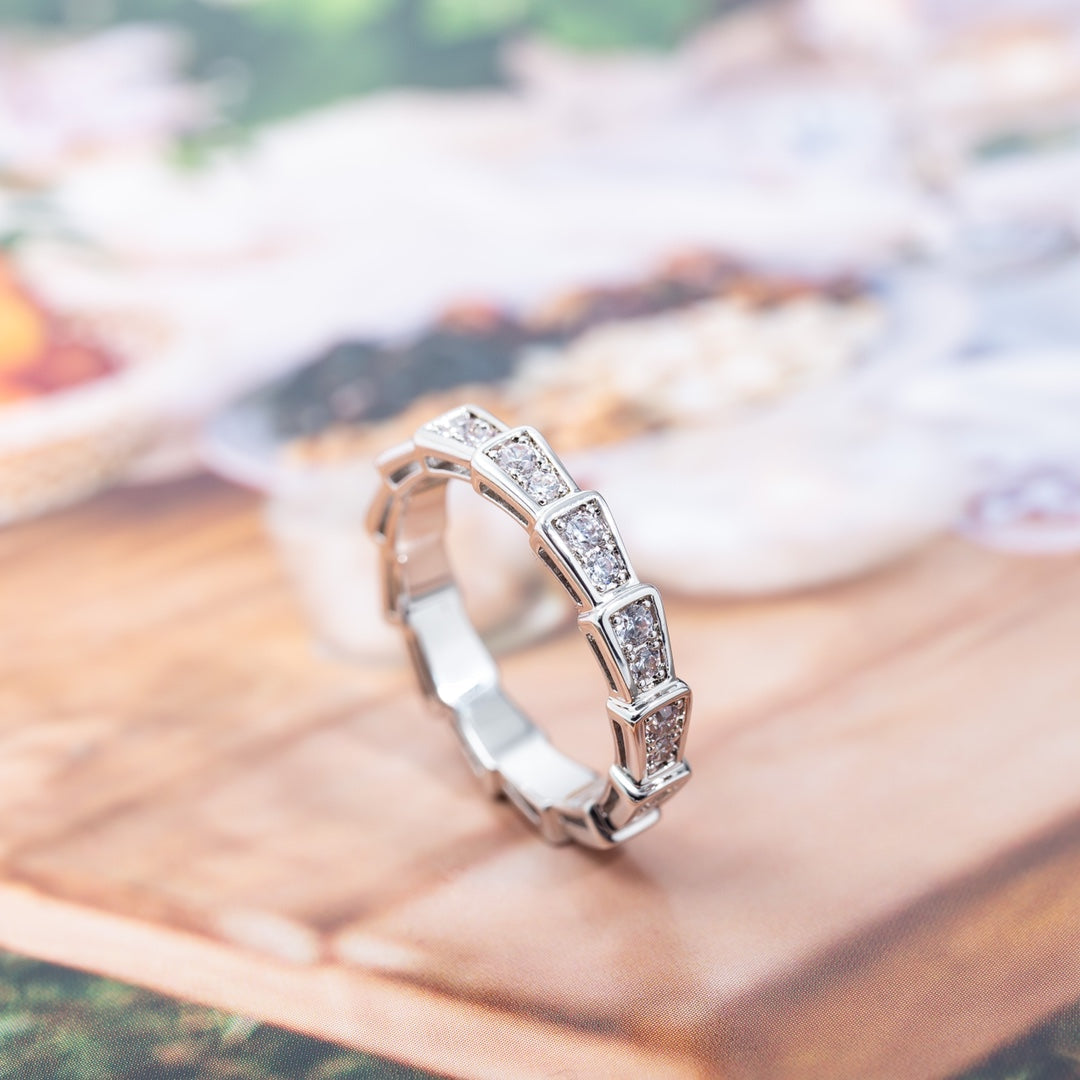 [⭐DORISW]SERPENTI RING SILVER DIAMOND PAVED 3MM