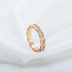 [⭐DORISW]SERPENTI RING PINK GOLD DIAMOND PAVED 3MM