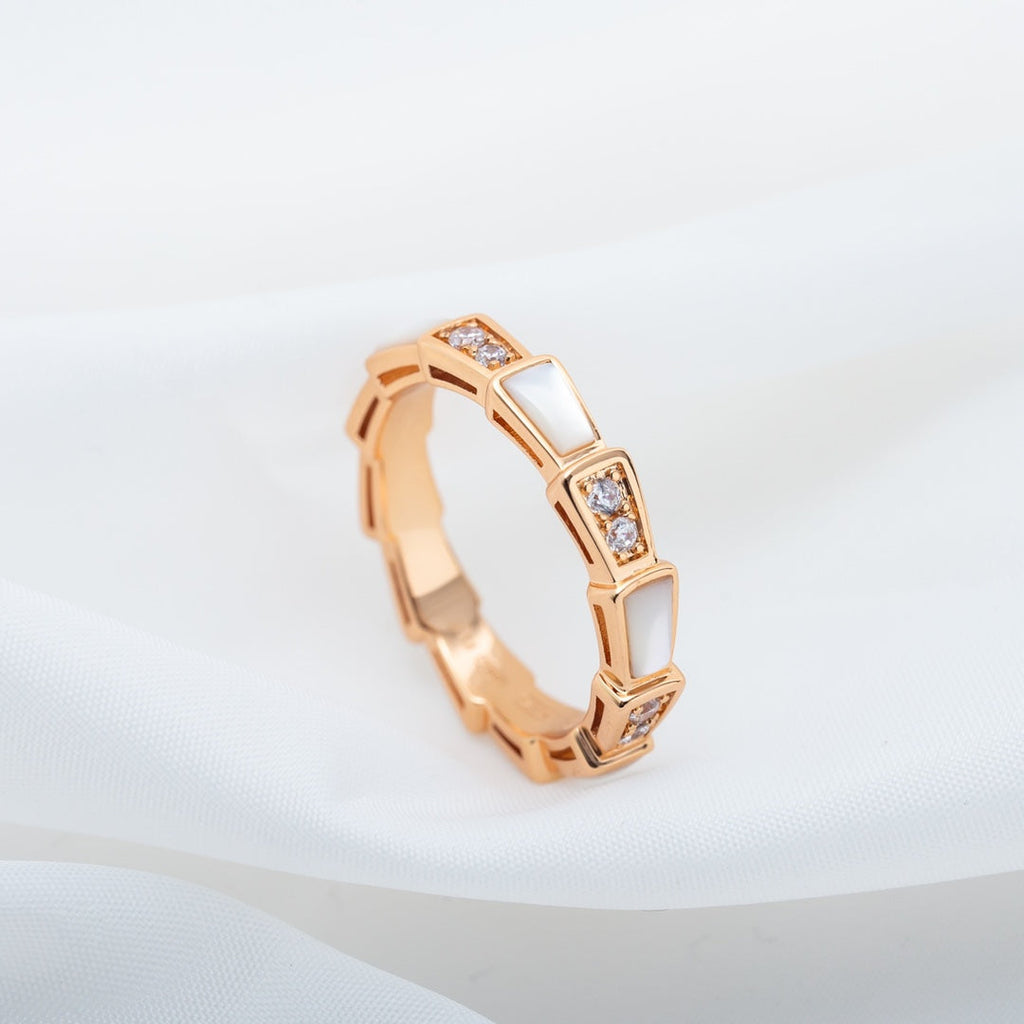 [⭐DORISW]SERPENTI RING PINK GOLD DIAMOND MOP 3MM