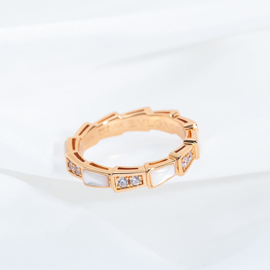 [⭐DORISW]SERPENTI RING PINK GOLD DIAMOND MOP 3MM
