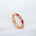[⭐DORISW]SERPENTI RING PINK GOLD CARNELIAN DIAMOND 3MM