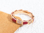 [⭐DORISW]SERPENTI RING PINK GOLD CARNELIAN DIAMOND 3MM