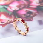 [⭐DORISW]SERPENTI RING PINK GOLD CARNELIAN DIAMOND 3MM