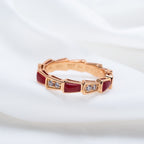 [⭐DORISW]SERPENTI RING PINK GOLD CARNELIAN DIAMOND 3MM