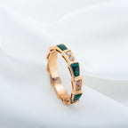 [⭐DORISW]SERPENTI RING PINK GOLD MALACHITE DIAMOND 3MM