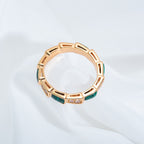 [⭐DORISW]SERPENTI RING PINK GOLD MALACHITE DIAMOND 3MM