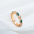 [⭐DORISW]SERPENTI RING PINK GOLD MALACHITE DIAMOND 3MM