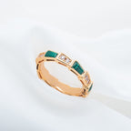 [⭐DORISW]SERPENTI RING PINK GOLD MALACHITE DIAMOND 3MM